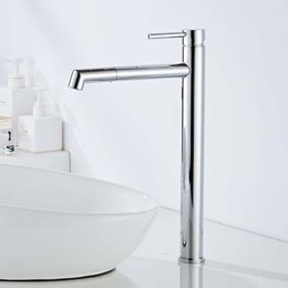 Bathroom Sink Faucets Azeta Basin Faucet Chrome Modern Brass Tall Lavatory Single Handle Cold Water Wash Mixer Tap AT8106H