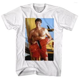 Men's T Shirts Baywatch TV Show Mitch Buchannon Licenced Adult Shirt Cartoon Character