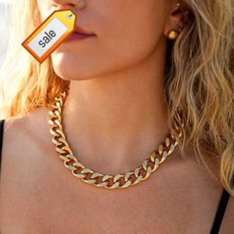 MICCI Wholesale Custom Women's Jewellery 18k Gold Plated Stainless Steel 11mm Thick Chunky Miami Cuban Link Chain Choker Necklace