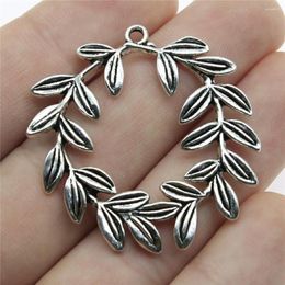 Charms 8pcs Olive Branch Wreath 41x36mm Antique Bronze Silver Colour Pendants Making DIY Handmade Tibetan Jewellery