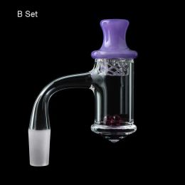 Beracky Two Styles Full Weld Smoking Bevelled Edge Faceted Quartz Banger With Cap And Ruby Pearl 25mmOD Seamless Diamond Bottom Nails For