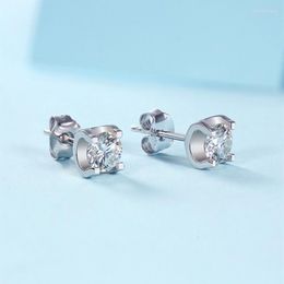 Stud Earrings Women's S925 Silver Classic Simple Four-claw Moissanite Sparkling Wedding Fine Jewellery