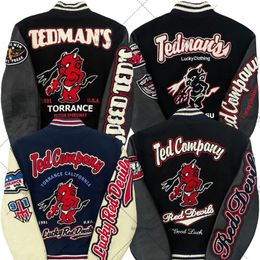 Men's Jackets 2023 American Devil Embroidered Jacket High Street Hip Hop Anime Baseball Uniform Retro Harajuku Goth Oversized Men 230531