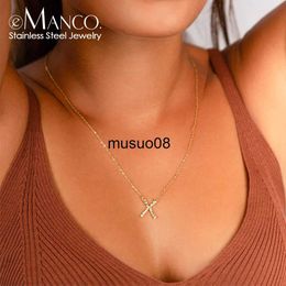 Pendant Necklaces e-Manco Punk Stainless Steel Necklace Women Stylish X Shape Pendant Necklace Simple Thin Necklace for Women Fashion Jewellery J230601