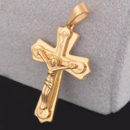 Pendant Necklaces High Quality Men Jesus On Cross Necklace Stainless Steel Religious Jewelry Wholesale