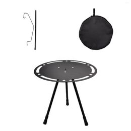 Camp Furniture Portable Table Foldable Small Round With Lantern Holder Camping Side For Picnic Patio Outdoor Equipment