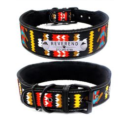 Collars Cosy Widened Dog Collar Soft Reflective Free Engraving Can Be Customised Dog Collar for Medium Large Dogs Leash Chain Pet Suppli