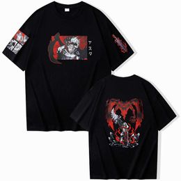 T-shirt T-shirt trifoglio nero manica corta girocollo moda uomo abbigliamento anime P230601