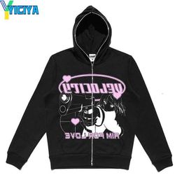 YICIYA Mens Hoodies Sweatshirts Y2K Zip up Hoodie anime graphics woman goth Sweatshirt Sport Coat Pullover grunge Gothic Long Sleeve Oversized hoodie jacket