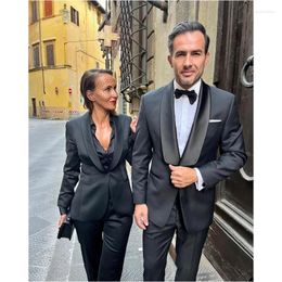 Men's Suits Black Couple 2 Pcs Slim Fit Men Custom Terno Masculino Wedding Prom Groom Blazer Daily Wear Outfits Jacket Pant