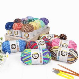 Yarn 50g crochet soft baby milk cotton wool for hand knitted sweaters Rainbow Cotton blended Block yarn P230601