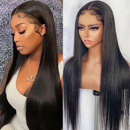 Straight Lace Front Wig 32 Inch HD Transparent Lace Frontal Wig Closure Wig 360 Human Hair Lace Frontal Wigs