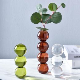 Vases Flower Vase For Home Decor Glass Decorative Terrarium Bottle Table Ornaments Handmade Nordic