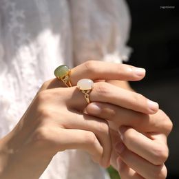 Cluster Rings Jade Amulet Designer Real Talismans Adjustable Ring Natural 925 Silver Vintage Gifts Women Gemstone Charm Stone Jewellery