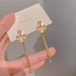 Dangle Earrings Colorful L Korea Design S925 Sterling Silver Opal Sweet Flower Long Tassel Drop For Women Girlfriend Jewelry Gift