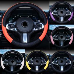 Steering Wheel Covers 38CM Car Cover PU Leather Breathable Anti Slip Sports Decor Auto Accessories Interior Women Men