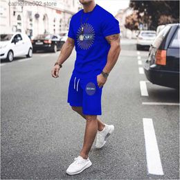 Men's Tracksuits Men Sets Short Outfits Soild Color Suit Ricard 3D Printing Vintage Tops Sportswear Summer Tracksuit Short Sleeve T Shirt Male T230601