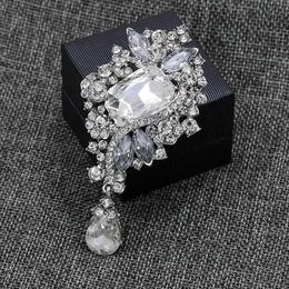 Pins Brooches WEIMANJINGDIAN brand high-quality silver plated transparent crystal rhinestone wedding decoration jewelry brooch G230529