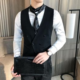 Vests Men's double breasted suit vest business casual men's vest custom wedding tuxedo vest