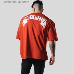 Men's T-Shirts Summer Gym Fitness Oversized T-shirt Men's Summer Gym Suit Bodybuilding Sports Street Men Hip Hop Crew Neck Cotton Short Sleeves T230601