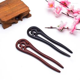 Hair Clips Vintage Handmade Sandalwood Sticks For Women Classis Red Black Colour Chinese Style Hairpin Wedding Accessories