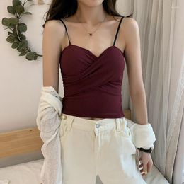 Women's Tanks Women Summer Camis Vest Fashion Sleeveless Tube Top Elasticity Ladies Street Tops Tees With Chest Pad B3142