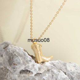 Pendant Necklaces Cute Small Gold Color Cowboy Boots Pendant Necklace for Women Creative Fashion Necklace Anti Allergy Jewelry J230601