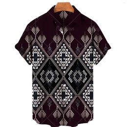 Men's Casual Shirts 2023 Men's Clothing 3D Printed Hawaiian Shirt Fashion Cashew Flower Geometric Print Single Breasted Top