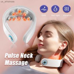 Red Light Pulse Electric EMS Neck Massager Shoulder Muscle Massage Machine Deep Tissue Relief Pain Vibration Cervical Relaxation L230523
