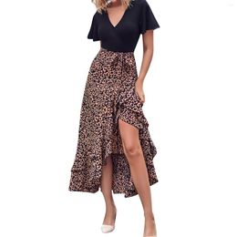 Casual Dresses Summer For Women Elegant Floral Patchwork Sleeveless Boho Party A Line Dress Ruffle Irregular Holiday Long Robe