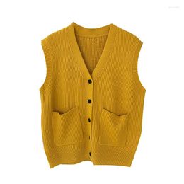 Women's Knits 2023 Women Sweater Vest Autumn And Winter Woman' Knitted Women's Outer Cardigan Sleeveless Coat