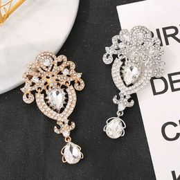 Fashionable and high-quality large crystal teardrop colored brooch suitable for women's wedding bouquets luxury necklace accessories jewelry gifts G230529