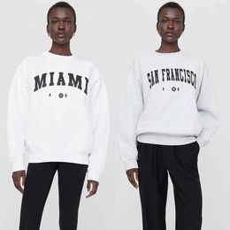 23SS AB Women Designer Sweatshirt Letter Fleece Round Neck Sweater Bings Fashion Pullover Hoodie Lulusup High Quality