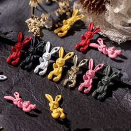 Tool 100pcs/lot 20*9mm Skull Rabbit Nail Art Decorations 7 Colours Cute Sweet Skeleton Bunny Jewellery Metal Matte Accessories Bulk Rs