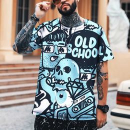 T-Shirts Men's Street Graffiti Star Tattoos and Trends Hip Hop Skateboard Style Harajuku T-shirt 2022 Brand Clothing Fat Size P230601