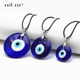 Pendant Necklaces EVIL EYE Glass Blue Turkish Evil Eye Pendant Necklace Leather Long Neck Chain Necklace Fashion Jewellery for Women Girls LB1226 J230601