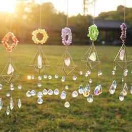 Garden Decorations Colorful Crystal Gravel Air Rack Sun Catcher Chandelier Parts DIY Home Wedding Decor Accessories Lighting Pendant