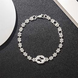 70% off designer Jewellery bracelet necklace ring snowflake Bracelet Sterling couple interlocking round bead Plum Blossom Hand ornament female