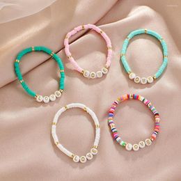 Strand Colourful Polymer Clay Beaded LOVE Bracelets For Women Hand-made Beads Charm Bracelet Girl Party Fashion Jewellery INS Gift