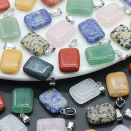 20mm Rectangular crystal stone pendant for Earrings Necklace making Accessories Healing Crystal gemstone charm Gemstone Jewellery