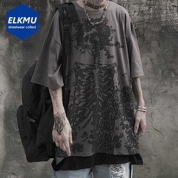 Punk Skull Tee Men Harajuku Hip Hop Oversized T Shirt Women Printed Fashion Plus Size Loose Short Sleeve Summer T-shirt L230520