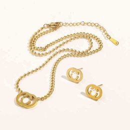 70% off designer Jewellery bracelet necklace ring Accessories French Antique Set female titanium steel simple versatile Earring