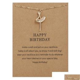 Pendant Necklaces Happy Birthday Ballerina Necklace Dance Girl Clavicle Chain For Women Jewelry Accessories Gifts Drop Delivery Penda Dhr5O