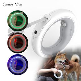 Leashes Smart Pet Dog Leash Retractable 3M Long Leashes Roulette Rope APP Adjustable LED Light Walking Data Record Lead Dog Accessries