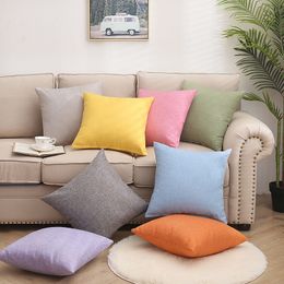 Pillow Case Linen art cotton hemp pillowcase plain car sofa cushion cover Solid color office simple decorate 230531