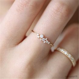 Band Rings Stylish Fashion Women Ring Finger Jewellery Rose Gold Colour Rhinestone Crystal Size