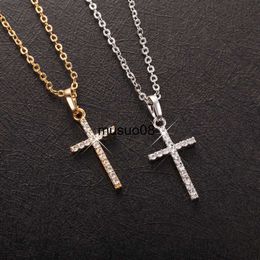 Pendant Necklaces Fashion Rhinestone Cross Pendant Necklace Jesus Jewellery For Men Women Religious Accessories Lover Couple Jewellery Gifts Wholesale J230601