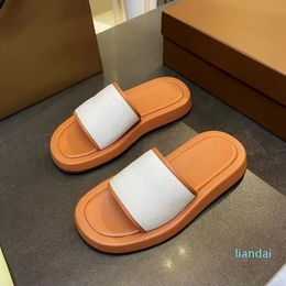 Designer Black White Cotton Platform Slides Slippers For Women Flatform Flat Sandals Oversize Pool Slide Mule Summer Beach Casual Fashion