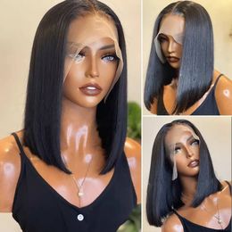 Short Straight Bob Wigs T Part Lace Front Wig Transparent Lace Human Hair Wigs For Women 8-14inch 4x4Closure Wigs Pre Plucked