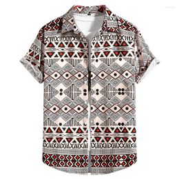 Men's Casual Shirts Mens Short Sleeve Button Down Beach Dress Stylish African Ethnic Print Hawaiian Shirt Men Camisa Social Masculina